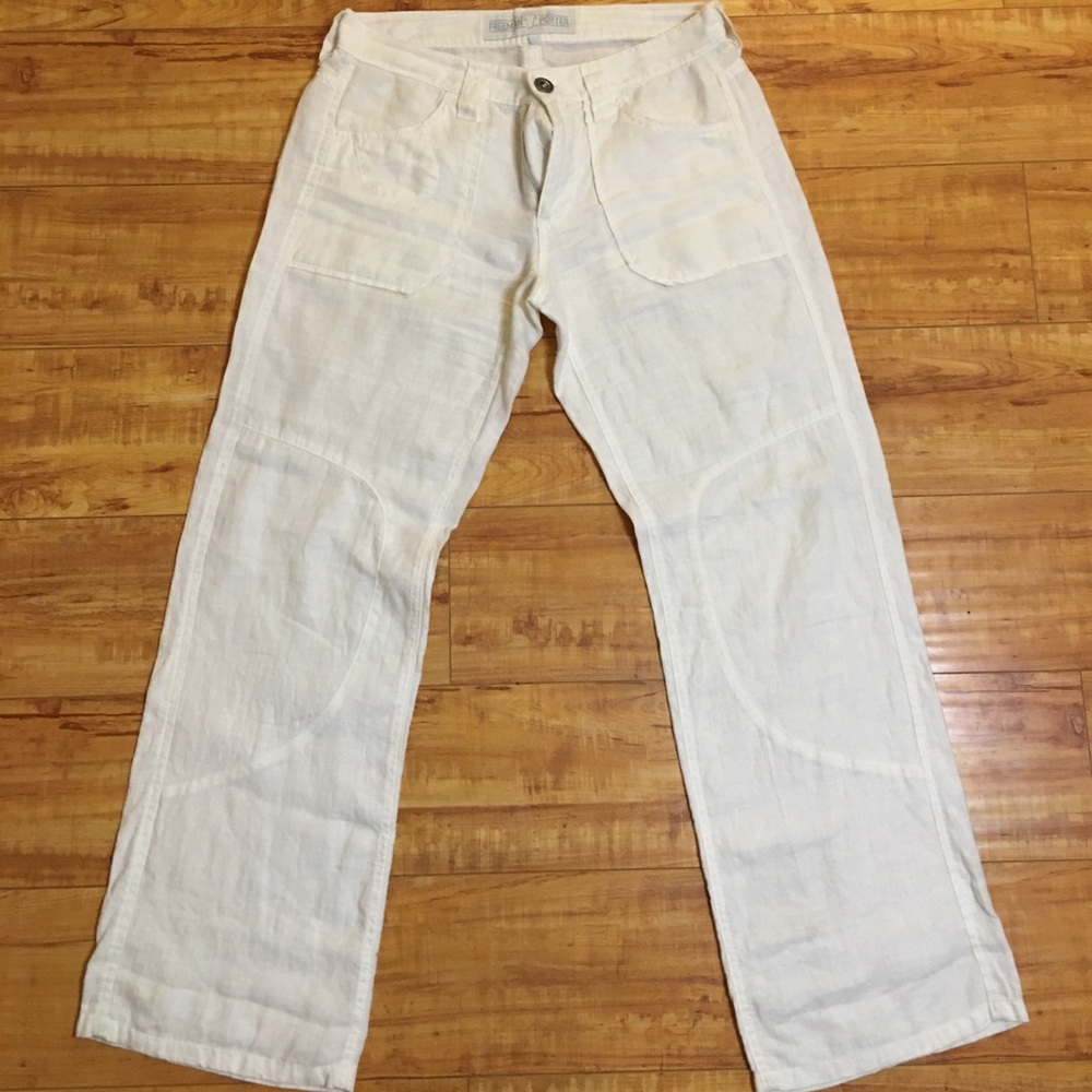 Freeman T Porter Women 100 % Linen White Pants
